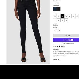 Hudson Krista Low-Rise Super Skinny Jean NWT size 25 in Black